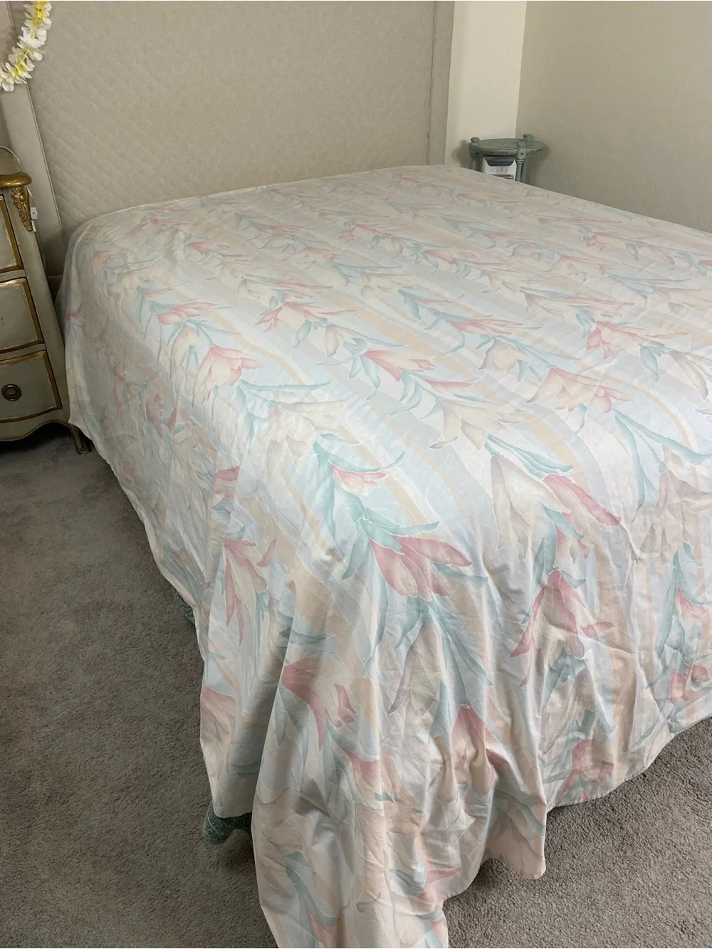 Floral Pastel Vintage Sheet Set - Soft Pink & Mint Tulips